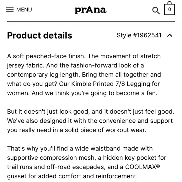 PrAna || ‘Kimble’ Printed High-Rise 7/8 Leggings - Picture 11 of 12